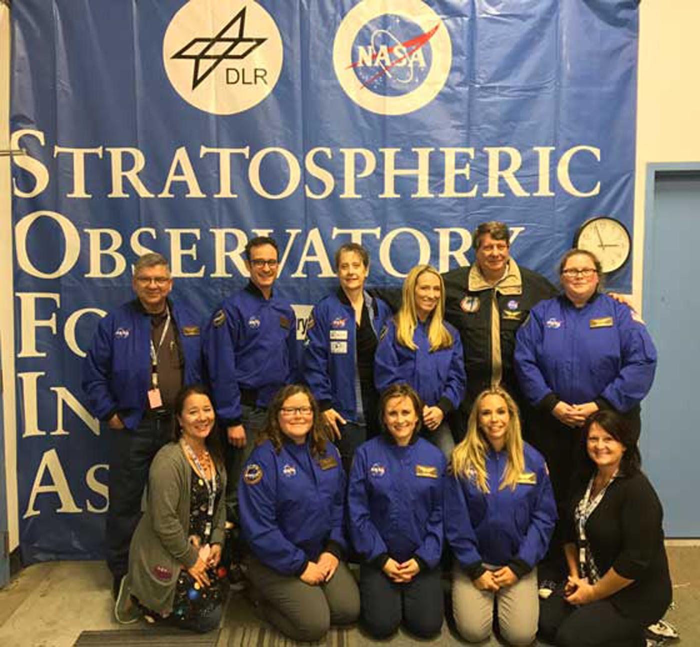 Airborne Astronomy Ambassadors 2017: First row: Jessica Yett, Caylin Ledterman, Lydia Jimenez, Christine Hirst, Kellie Fleming Second row: Jorge Hirmas, Justin Fournier, Pamela Harman, Sarah Arndt, Dana Backman, Kirstin DeGeer. Jessica and Kellie are AAA - District  Liaisons. Click to see the large picture