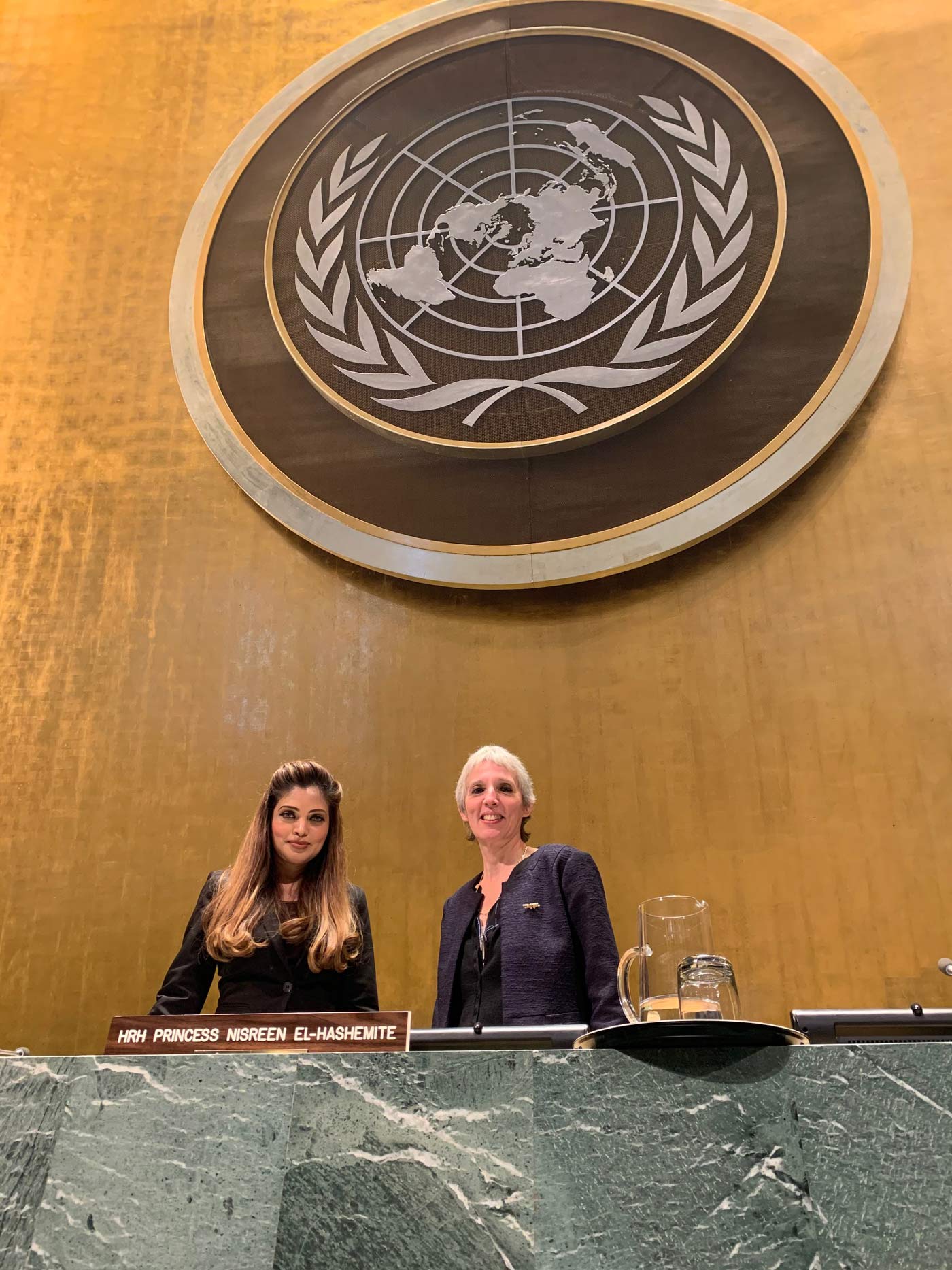 Reema Khan and Nathalie Cabrol at the UN