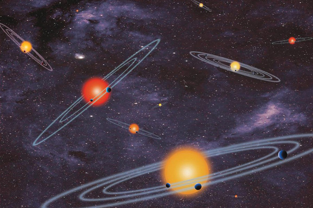 Illustration of stars and planets