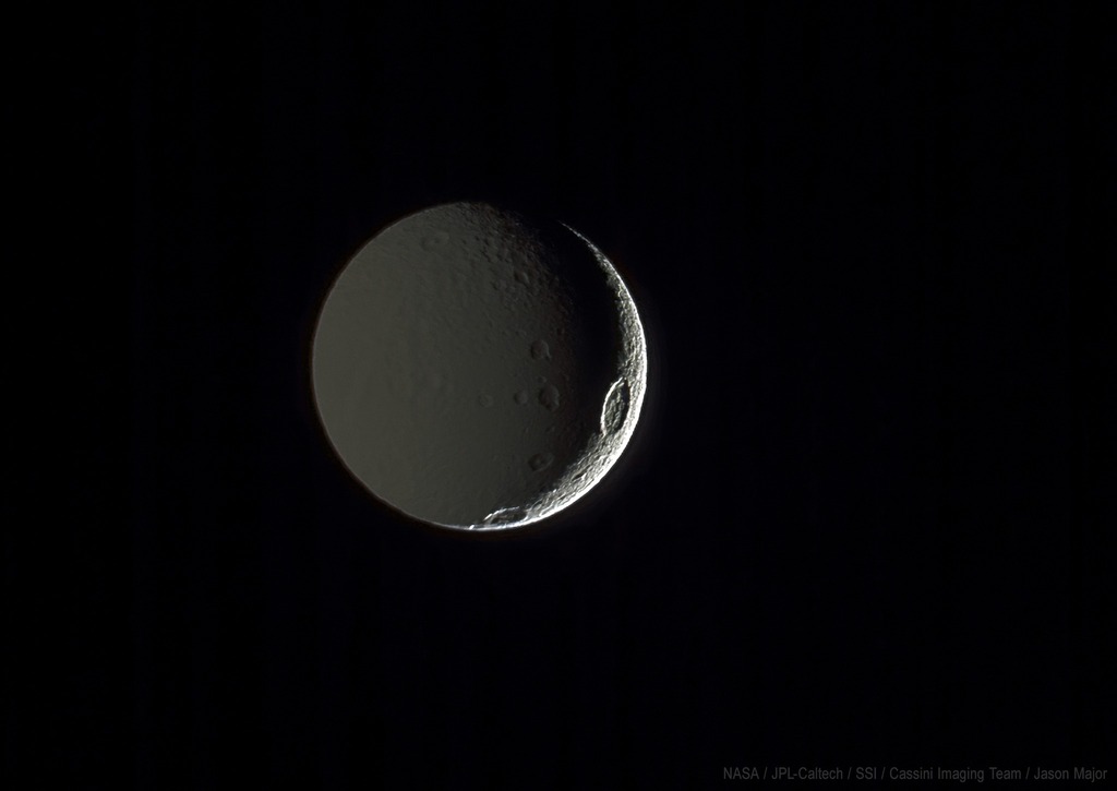 Tethys by Sunlight and Saturnshine