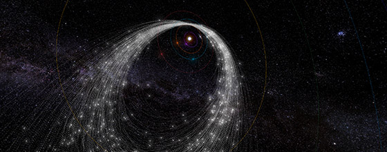 Warped meteor showers hit Earth at angles