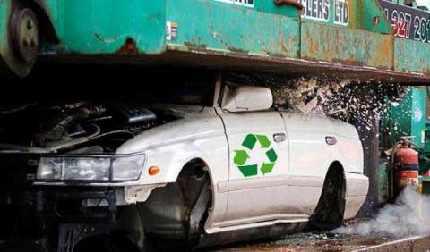 car being recycled 