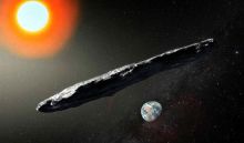 Image of object ‘Oumuamua, as it passes by Earth and the Sun.