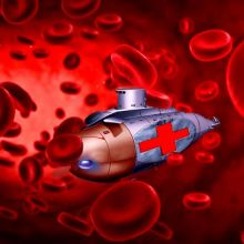 submarine with blood cells