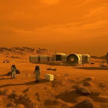 illustration of astronauts on the surface of mars