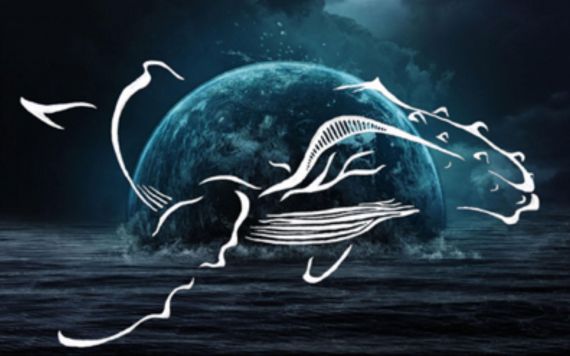 Rapunzel Whale Image over planet in water image