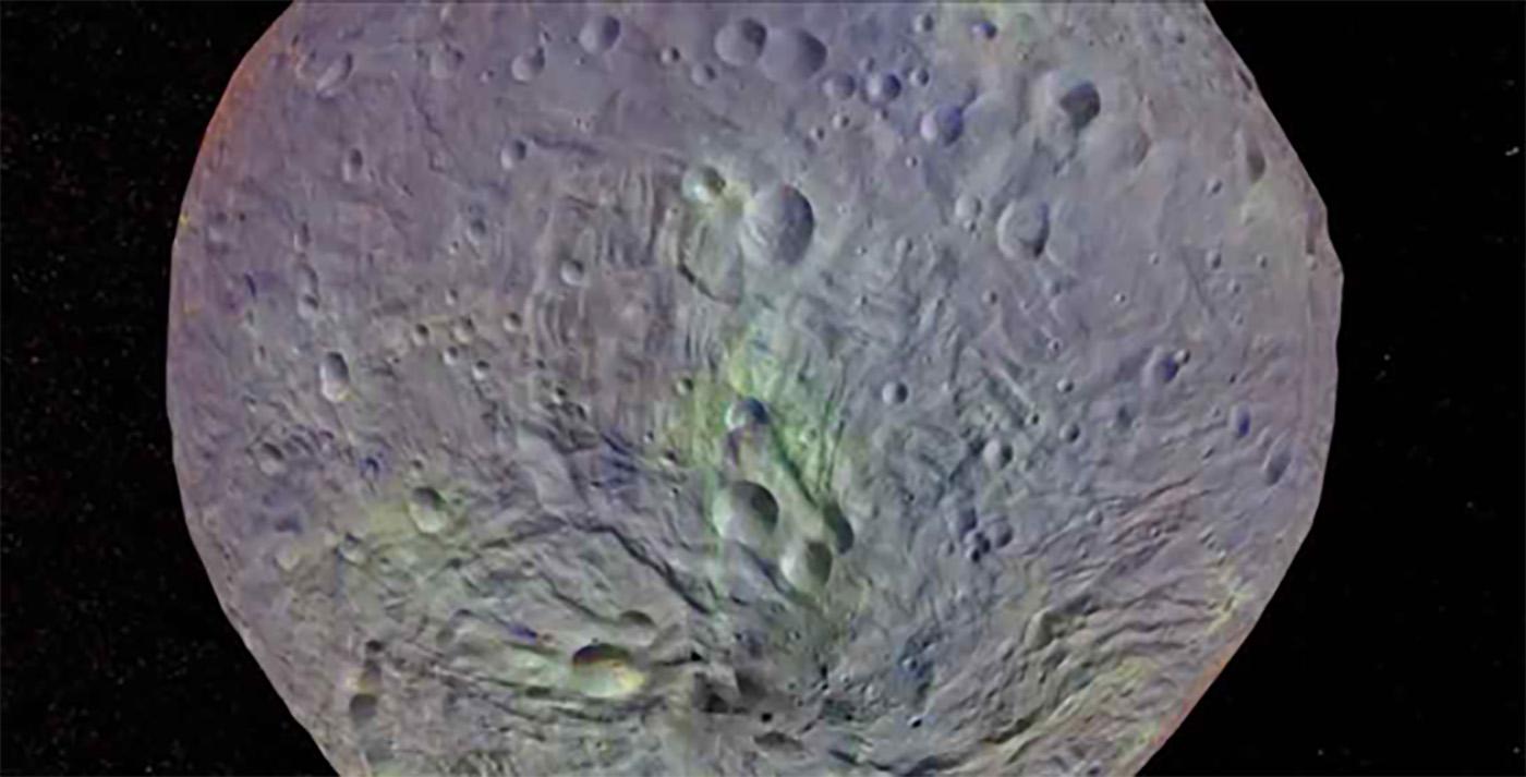 Screenshot of Vesta from meteoroid leaving Antonia (from images of NASA’s DAWN mission)