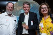 Member of the SETI Institute Council of Advisors, Leonard Tramiel with Rick Rairden and Preeva Tramiel