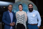 Trustee Amaresh Kollipara, Council of Advisors member Cristina Star Ryan, and SETI Institute Scientist Wael Farah